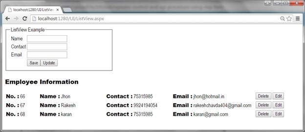 Display Inserted Record